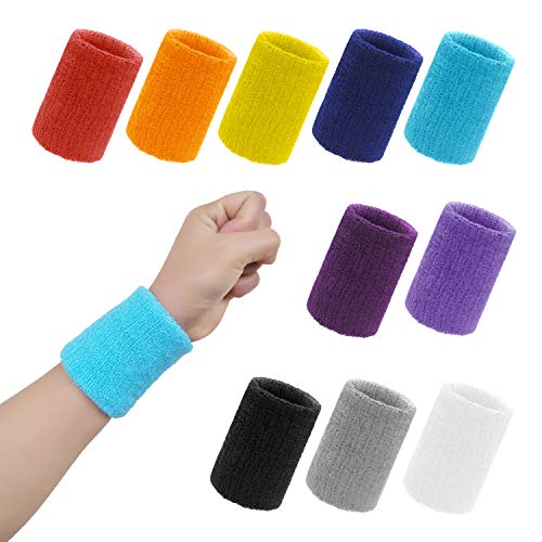 Muñequera de Deportes, Shanmei Suave Elástica Algodón Muñequeras, 10 Piezas Multicolor Muñequeras Gym para Hombres y Mujeres, Tenis, Correr, Hacer Ejercicio