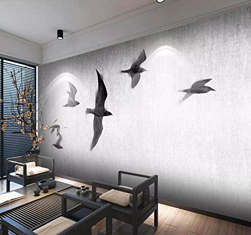 Murales De Pared 4D Papel Pintado,Golondrina Negra Minimalista Moderno Arte Animal Imprimir Fotos De Gran Tamaño Póster De Papel Tapiz Para El Hogar Sofá Tv Porche Dormitorio Decoración De Pared