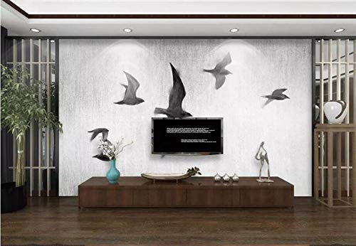 Murales De Pared 4D Papel Pintado,Golondrina Negra Minimalista Moderno Arte Animal Imprimir Fotos De Gran Tamaño Póster De Papel Tapiz Para El Hogar Sofá Tv Porche Dormitorio Decoración De Pared