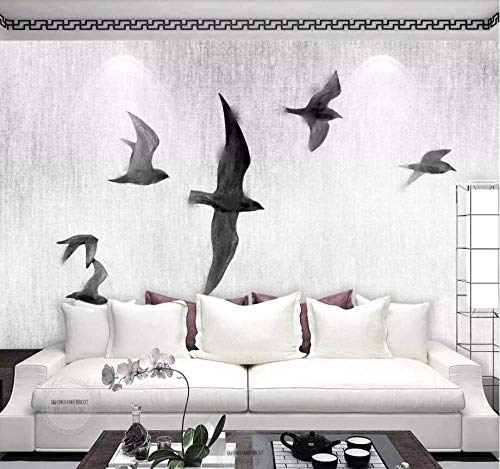 Murales De Pared 4D Papel Pintado,Golondrina Negra Minimalista Moderno Arte Animal Imprimir Fotos De Gran Tamaño Póster De Papel Tapiz Para El Hogar Sofá Tv Porche Dormitorio Decoración De Pared