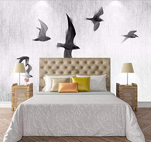 Murales De Pared 4D Papel Pintado,Golondrina Negra Minimalista Moderno Arte Animal Imprimir Fotos De Gran Tamaño Póster De Papel Tapiz Para El Hogar Sofá Tv Porche Dormitorio Decoración De Pared