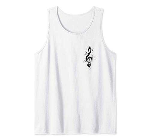 Música, corazón, clave de fa, clave de sol, onda de sonido Camiseta sin Mangas