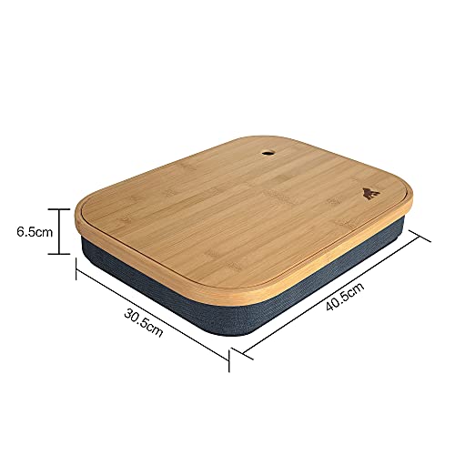 MY FAT GORILLA Base de bambú para ordenador portátil con compartimento de almacenamiento y orificio para cables, cojín para ordenador portátil en la cama o sofá de hasta 17 pulgadas