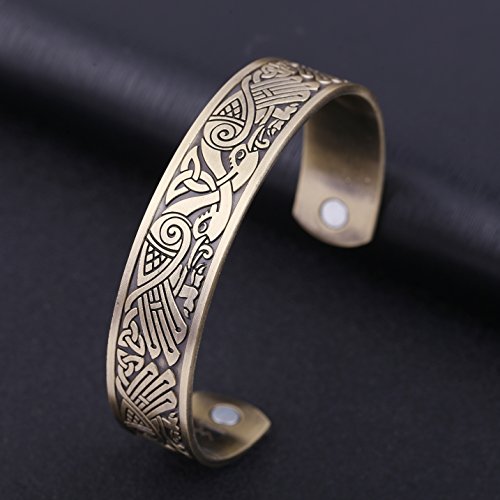 My Shape - Pulsera magnética para cuidado de la salud, con diseño de cuervo, de estilo vikingo, irlandés, joyas con motivos paganos, aves, talismán