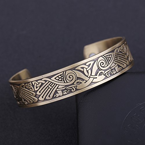 My Shape - Pulsera magnética para cuidado de la salud, con diseño de cuervo, de estilo vikingo, irlandés, joyas con motivos paganos, aves, talismán