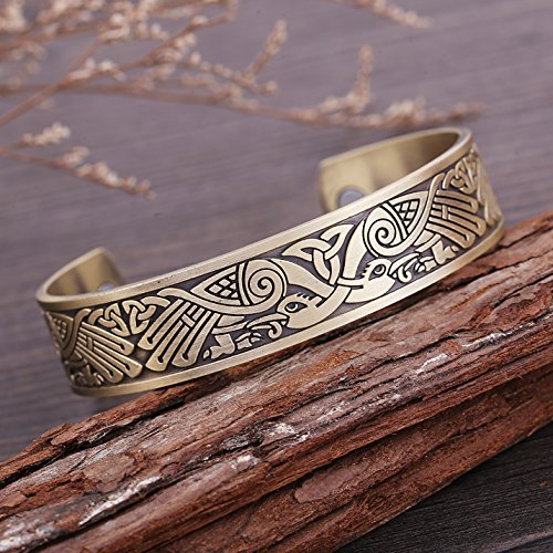 My Shape - Pulsera magnética para cuidado de la salud, con diseño de cuervo, de estilo vikingo, irlandés, joyas con motivos paganos, aves, talismán