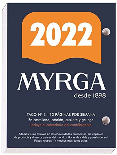 myrga Taco Calendario SOBREMESA Nº 3 2022