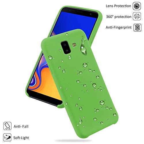 N NEWTOP Ori - Funda compatible con Samsung Galaxy J6 Plus (2018), carcasa de TPU de silicona semirrígida, colores microfibra, interior suave (verde)