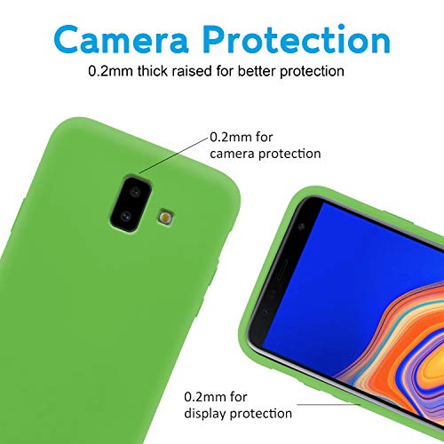 N NEWTOP Ori - Funda compatible con Samsung Galaxy J6 Plus (2018), carcasa de TPU de silicona semirrígida, colores microfibra, interior suave (verde)