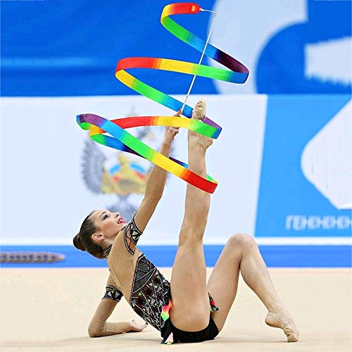 NACTECH 10pcs Cintas de Gimnasia Ritmica para Niñas 2 Metros Cintas Danza Streamers Cinta de Baile Niños Artístico Gimnasias Rítmicas Varitas Colores