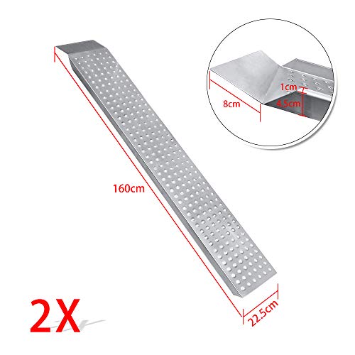 NAIZY 2X rampa de Carga de Acero, rampas de Carga 160cm | MAX 400 kg | Rampa de Carga | Carril de Carga | Acero galvanizado | Antideslizante para automóvil, Motocicleta, Quad, automóvil