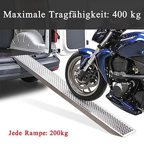 NAIZY 2X rampa de Carga de Acero, rampas de Carga 160cm | MAX 400 kg | Rampa de Carga | Carril de Carga | Acero galvanizado | Antideslizante para automóvil, Motocicleta, Quad, automóvil