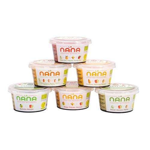 NANA - Pack de 12 tarritos ecológicos frescos 2 de cada variedad de 190 g de frutas (Aguacate, Caribe, y Tropical) y verduras (Sweet Pot, Brócoli y Calabaza)