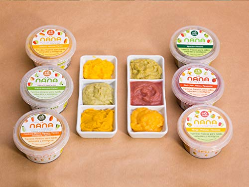 NANA - Pack de 12 tarritos ecológicos frescos 2 de cada variedad de 190 g de frutas (Aguacate, Caribe, y Tropical) y verduras (Sweet Pot, Brócoli y Calabaza)