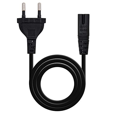 NANOCABLE 10.22.0402 - Cable de Alimentación para Cargador de Portátiles en Forma de 8 (CEE 7/16/M-C7/H, 100% Cobre AWG18, 1.5mts) Color Negro