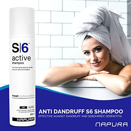 Napura S6 200ml Champu Anticaspa, Champu dermatitis seborreica pelo, Champu descamacion Champu seborregulador - champu cuero cabelludo sensible - Champu ph neutro