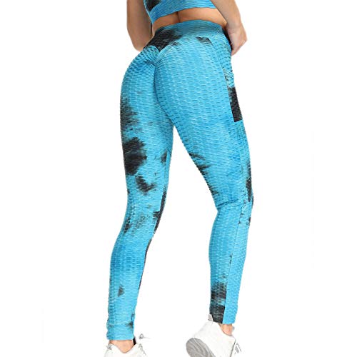 NAQUSHA Leggings con textura de burbujas para mujer, levantamiento de glúteos, pantalones de yoga con burbujas de bolsillo, para correr