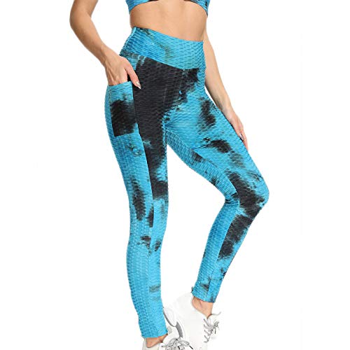 NAQUSHA Leggings con textura de burbujas para mujer, levantamiento de glúteos, pantalones de yoga con burbujas de bolsillo, para correr