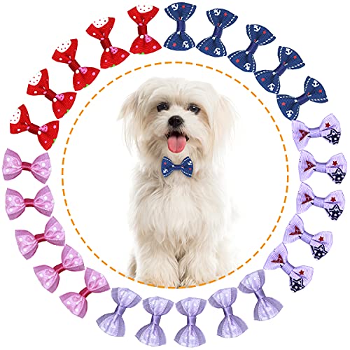 NATUCE Perro Arcos de Pelo 50 Pcs Lazos para el Pelo de Mascotas con Bandas de de Goma, Accesorios para el Pelo para Perro Mascota y Perrito