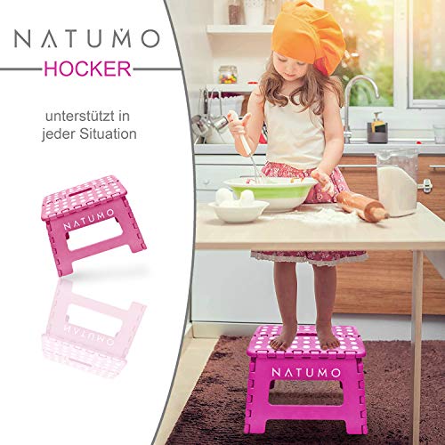 NATUMO Taburete Plegable Multiusos - taburete cocina, taburete niños, taburete plegable de viaje, Rosa