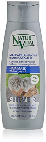 NaturVital Mascarilla Silver Cabellos Blancos y Grises, Plata, Fragancia Femenina, 300 Mililitros