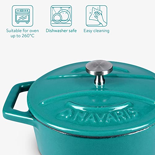 Navaris 4X Cocotte de Hierro Fundido - Mini cazuela de 10.5 CM esmaltada con Tapa - Set de cacerolas aptas para lavavajillas Horno - Cap. 290 ML