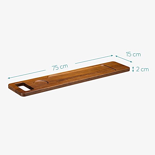 Navaris Bandeja de Madera para bañera - Mesa Auxiliar para la Tina con Espacio para café Vino Libro Tablet - Accesorio con Forma de Tabla para baño