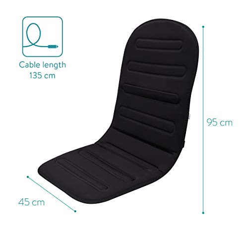 Navaris Cojín Calefactor Universal para Asiento de Coche - Funda calefactable para el Respaldo de 12V - con 2 Niveles de Calor - Conexión al mechero