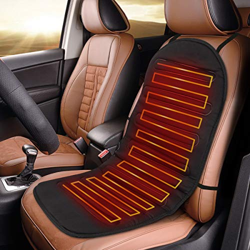 Navaris Cojín Calefactor Universal para Asiento de Coche - Funda calefactable para el Respaldo de 12V - con 2 Niveles de Calor - Conexión al mechero