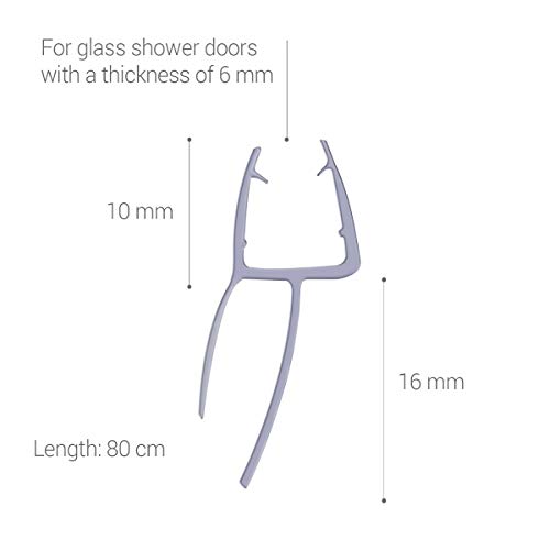 Navaris junta de recambio para ducha - Repuesto para puerta de cristal con grosor de 6MM - Sello protector contra salpicaduras 45° 80CM de largo