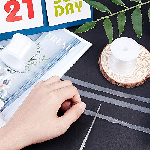 NBEADS Correa Elástica Transparente, 2 Ancho 30M Cordón Ajustable Estirable de Plástico Total para Proyecto de Costura de Ropa de Sujetador de Hombro DIY, 6mm / 10mm