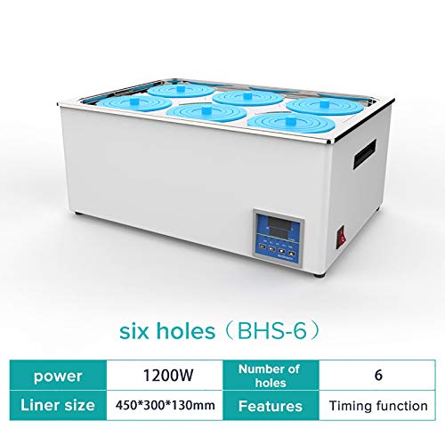 NBXLHAO BañOs MaríA De Laboratorio, BañO MaríA TermostáTico Digital, con FuncióN De TemporizacióN RT A 99 ℃, Pantalla De Temperatura, Incrementos De 0.1 ° C, Acero Inoxidable,6Holes