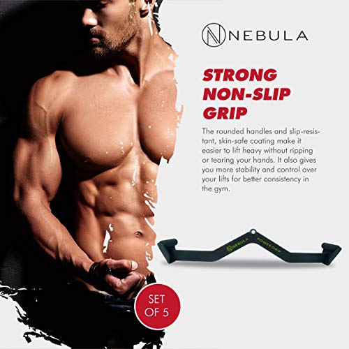 NEBULA Power Grip Lat Barra De Tracción, Juego De 5, Accesorio De Entrenamiento Con Cable Para Gimnasio, Fitness, Uso De Pesas, Brazos De Entrenamiento De Fuerza, Tríceps, Espalda Y Hombros