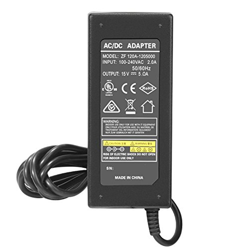 Neewer Fotografía AC 220V a DC 15V Adaptador de Corriente con Cable de Alimentación 5A Fuente de Alimentación de Salida para Foto Estudio Anillo Luz (Negro)