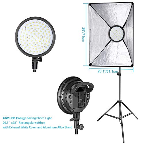 Neewer Softbox Kit Iluminación LED 51,1x71cm, 48W Temperatura Regulable 2 Colores Cabeza de Luz LED con Compartimiento Batería y Soporte Luz para Fotografía (Batería No Incluida)