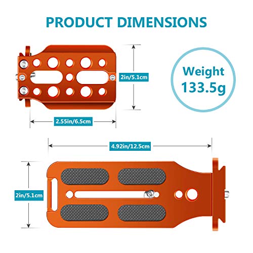 Neewer Soporte en Forma de L Zapata Rápida Placa QR Cámara de Disparo Vertical Soporte en L con Tornillo 1/4 Pulgada Arca Swiss Compatible con dji Osmo Ronin Zhiyun Canon(Naranja)