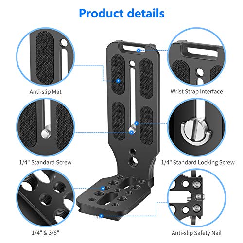 Neewer Soporte en Forma L Placa QR Vertical Cámara Réflex Digital Universal Soporte en L con Tornillo 1/4 Pulgada Arca Swiss Compatible con dji Osmo Ronin Zhiyun Nikon Canon Sony