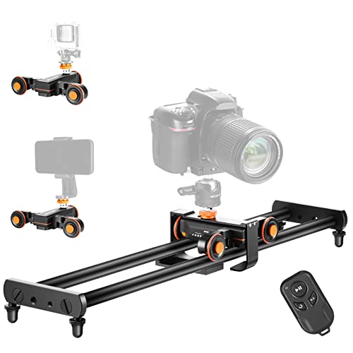 Neewer Track Rail Camera Slider Control Deslizante Adjustable 60 cm para DSLR Cámara con 3-Wheel Wireless Auto Dolly Car y Remote Control, 3 Velocidades, Carga de hasta 3 kg