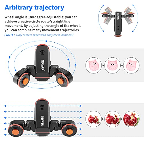 Neewer Track Rail Camera Slider Control Deslizante Adjustable 60 cm para DSLR Cámara con 3-Wheel Wireless Auto Dolly Car y Remote Control, 3 Velocidades, Carga de hasta 3 kg