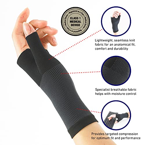 Neo G Airflow Muñequera y Órtesis para pulgar - Talla M - Negro - Calidad de Grado Médico, ligera, transpirable. Ayuda a muñecas débiles, artríticas, esguinces, distensiones, inestabilidad - Unisex