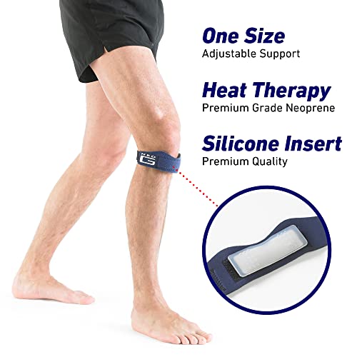 Neo G Cinta para la rótula - Calidad de Grado Médico. Pieza intercalada de silicona, protección añadida. Ayuda con la tendinitis, alineación rotuliana, Osgood-Schlatter, recuperación y rehabilitación. Tamaño Universal - Unisex