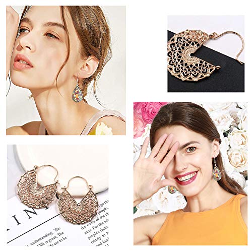 NEPAK 10 Pares de Pendientes Colgantes Bohemios de La Vendimia,Boho Cuelgan Los Pendientes,Big Circle Hook Earrings