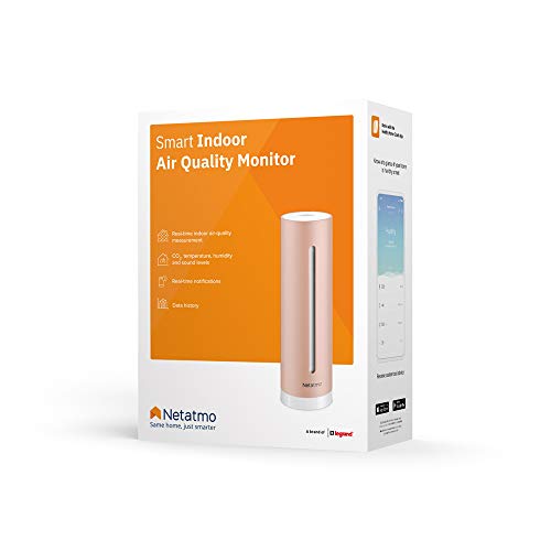 Netatmo NHC-EC - Control de calidad de ambiente de tu hogar, aire interior, temperatura, humedad, sonido y CO2, Dorado Rosado, 4.5 x 4.5 x 15.5 cm