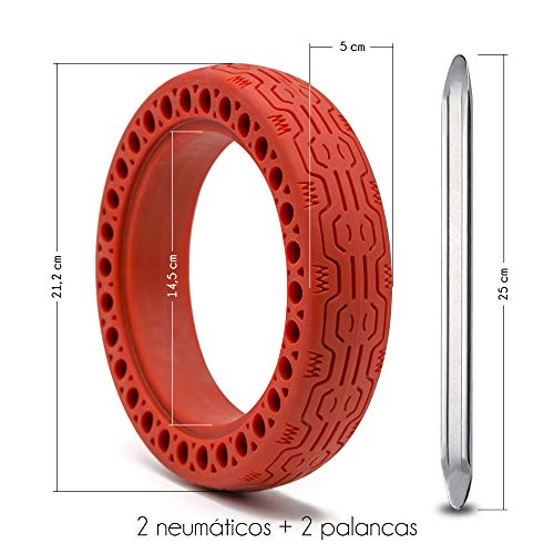 Neumático Xiaomi m365, Xiaomi m365 accesorios, ruedas macizas xiaomi m365. 2 neumáticos repuestos patinete Xiaomi m365. Rueda Xiaomi m365 Rojo