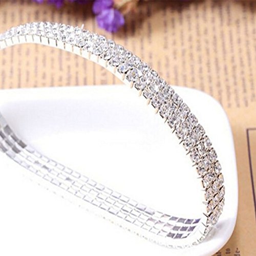 NewChiChi 2PCS Brillante Twinkle Diamond Ajustables Tobillera elástica Bling Brillante pie joyería Pulsera Nupcial joyería de Verano Vestido de Tobillera para el Mujer