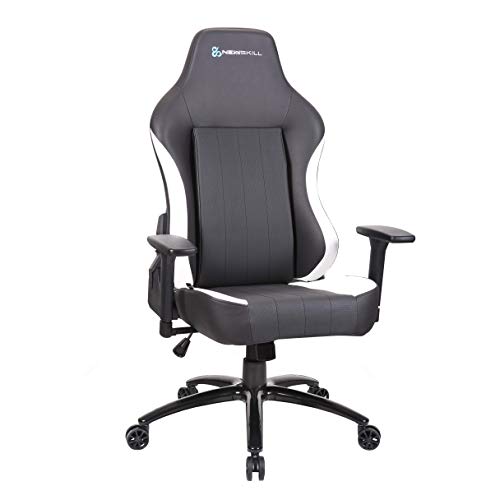 Newskill NS-CH-AKERON-WHITEAkeron - Silla gaming profesional con marco de acero reforzado (sistema de balanceo, reclinable hasta 180 grados, reposabrazos 3D) - Color Blanco, mediano