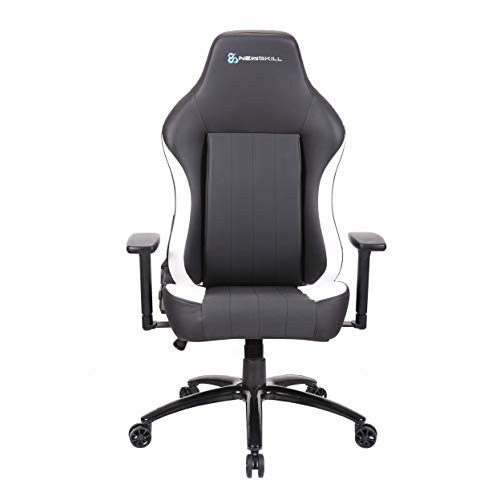 Newskill NS-CH-AKERON-WHITEAkeron - Silla gaming profesional con marco de acero reforzado (sistema de balanceo, reclinable hasta 180 grados, reposabrazos 3D) - Color Blanco, mediano