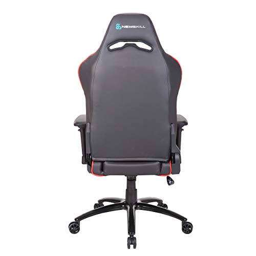 Newskill NS-CH-VALKYR-RED Valkyr - Silla gaming profesional con asiento microperforado para mejor sensación térmica (sistema de balanceo y reclinable 180 grados, reposabrazos 4D) - Color Rojo, mediano