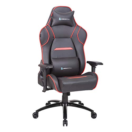 Newskill NS-CH-VALKYR-RED Valkyr - Silla gaming profesional con asiento microperforado para mejor sensación térmica (sistema de balanceo y reclinable 180 grados, reposabrazos 4D) - Color Rojo, mediano