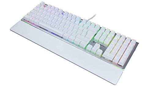 Newskill Serike Ivory Teclado Mecánico Gaming RGB con más de 11 Efectos de Iluminación RGB, Grabación de Macros y Tecnología Anti-Ghosting - Switch Red Outemu - Color Blanco